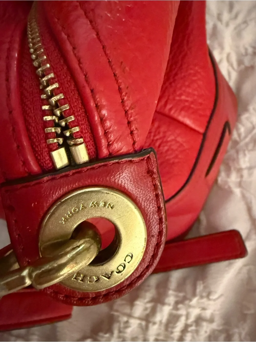 Coach Red Pebbled Leather Satchel